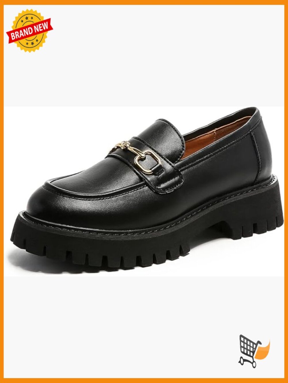 Chunky Platform Loafers Slip On Lug Sole Round Toe Comfort Walking Shoes